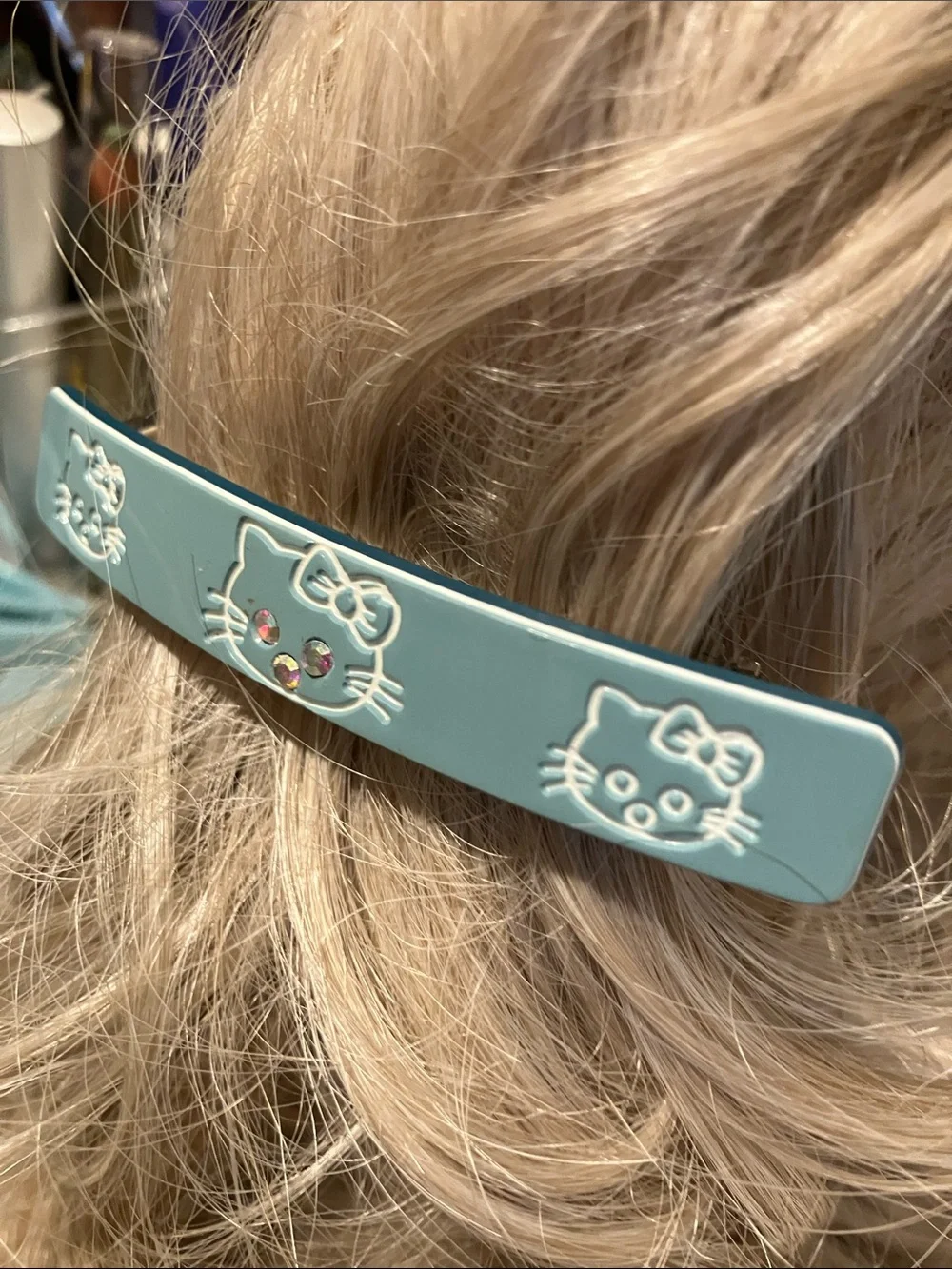 “Hello Kitty” Motif Hair Barrette with Rhinestone Accents